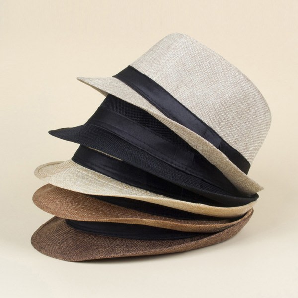 CDQ Retro hatt for mænd med opdrættet brætte Vintage kasket udendørs bowlerhattar Grå