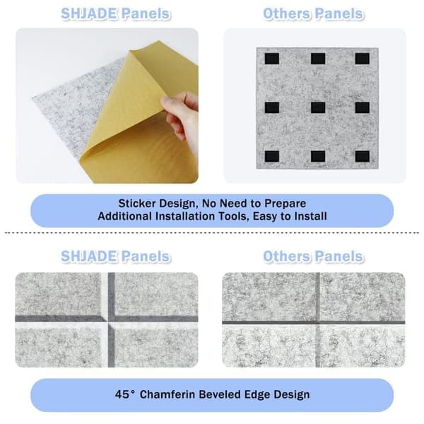 Akustikpanel 12-pack 30x30cm Självhäftande Ljudisolerande Väggpanel Polyester_TF_TF Vit 12 st