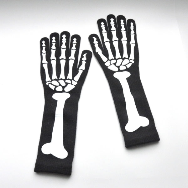 CDQ 1 af Halloween Luminous Skeleton-handskar Fullfinger for Cospla FlerfarveCDQ