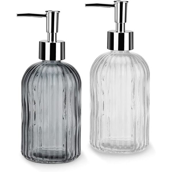 Tvålpump i glas med handpump, 2-pack