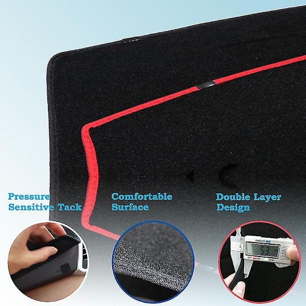 Passer til Peugeot 206 1998-2012 Skridsikker instrumentbræt beskyttelsesplade bildele solskærms måtte 1999 2000 2001 2002 2003 2004-Perfekt venstrestyret Left Hand Drive Red Edge