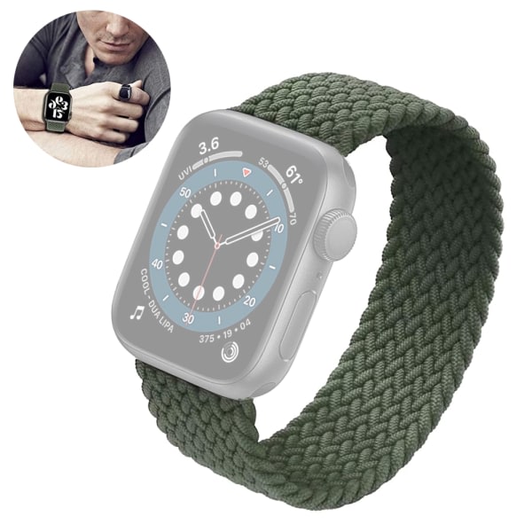 Yhteensopiva nylon ja Apple Watch -ranneke Joustava nylon elastisk sportrem kompatibel-[Dark Olive] Storlek 38/40Mm S