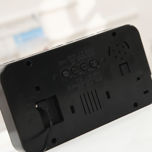Vit digital klocka, automatiskt nattläge, 3 LED-ljusstyrkor