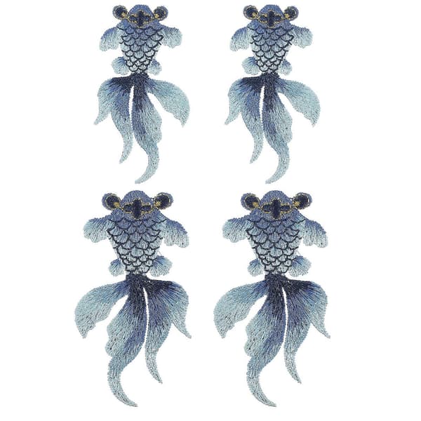 4 stk. broderte merker gullfiskdesign klesmerker DIY klesdekorasjon_tfrf