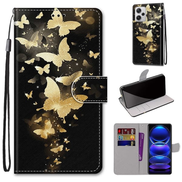 Etui til Xiaomi Redmi Note 12 Pro Plus 5g målat cover Magnetic Coque Cover Etui-stængning - Golden Butterfly null ingen