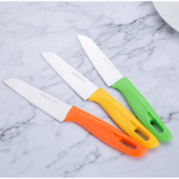 Ultra Sharp Versatile Kitchen Knives, 3-Piece Set with PP Plastic Handle, Rounded Ends for Safety, Non-Toxic and Eco-Friendly