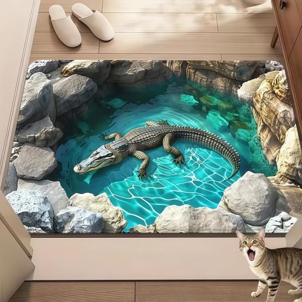 3D Optisk Illusjonsteppe, Polyester, Sklisikkert og Vaskbart, For Stue, Soverom, Gang, Innendørs og Utendørs, 50 x 80 cm