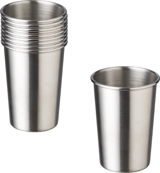 Muggset i rostfritt stål, 5-pack, 300 ml stapelbara återanvändbara metallmuggar, okrossbara diskmaskinssäkra dricksmuggar för camping, kontor, trädgård, barn