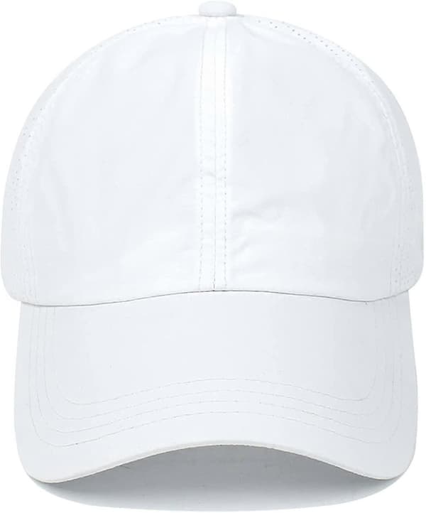 Baseballkasket til damer med krydset hestehale, justerbar høj rem, ventilerende mesh white