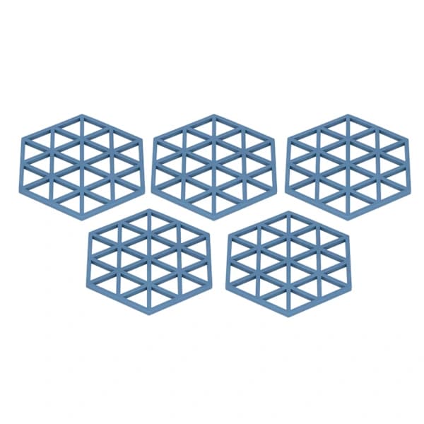 1st Table Mat Geometric Hexagonal Hollow Silicone Blue Insulation Pads for Chicken Restaurant Tea Coffee Cup
