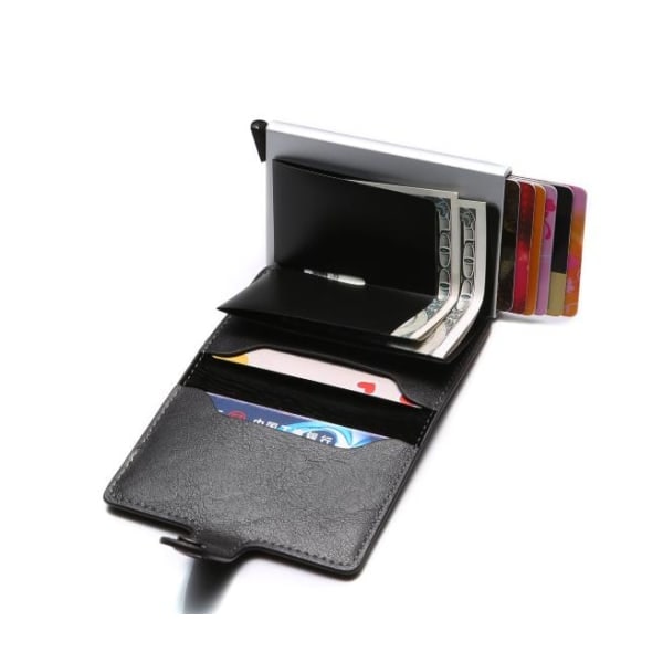 Svart RFID NFC-skyddad plånbok för 5 kort (äkta läder) Svart zdq