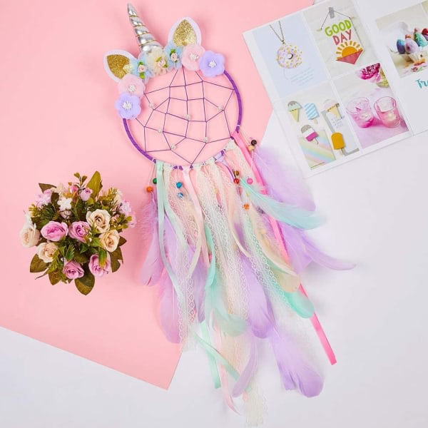 Unicorn Dream Catcher, Vägghängende dekorasjon for barns soverom
