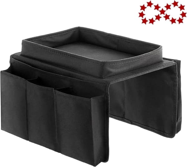 Soffbricka med Organizer – Armstödsbricka – Svart