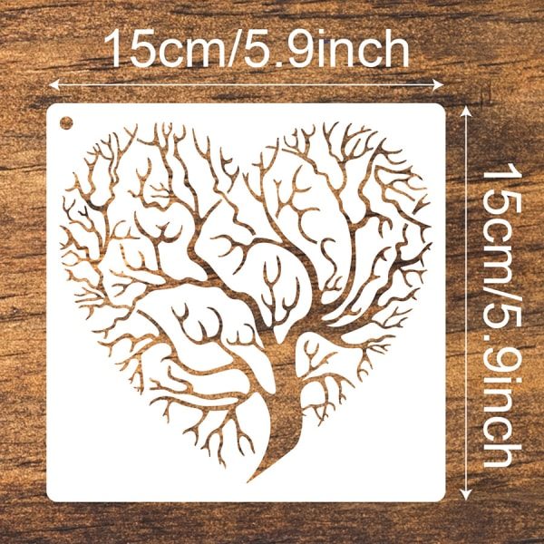 16 kpl Elämänpuu-stencilit Airbrush-maalaukseen puulle, luonnollinen