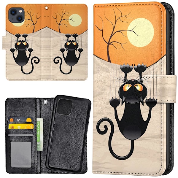 iPhone 13 - Pung Etui/Cover Kløsende Kat Multicolor multifärg