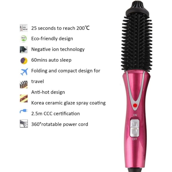 Sähköinen hierrulla, hiustenjäähdytyskampa, Hot Curler Brush Professional Anti-scald Instant Heating Curling Wands Instant Heat Styling Brush