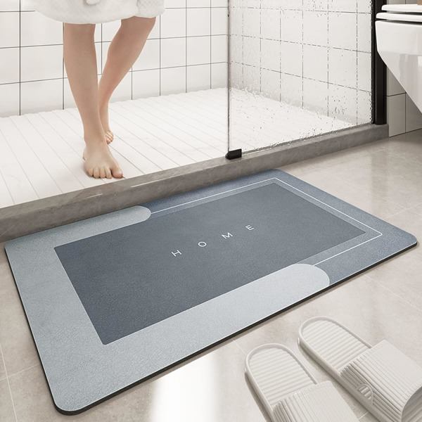 Højt absorberende gulvmåtte, hurtigtørrende badeværelsesmåtte, stor højt absorberende stuegulvmåtte, skridsikkert gummi (rektangulær blå, 40x60cm)
