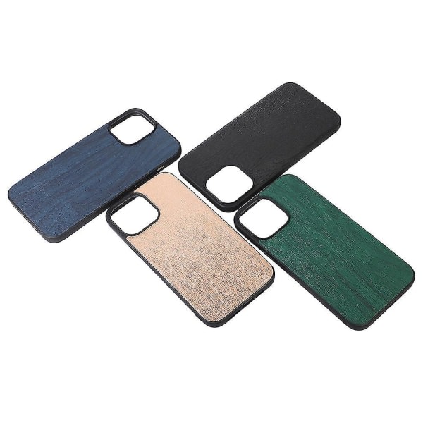 För Iphone 11 Pro 5,8 tums cover Pu Läder Trästruktur Inner PC + Tpu Case - Grön (Färg Guld) null ingen