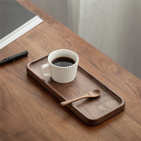 Serveringsbricka i Valnöt, Träbricka, Rektangulär Bricka, Badrumsbricka, Middagsbricka, Tebricka, Kaffebricka