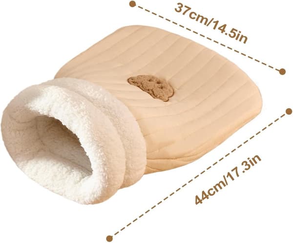 Cat Sleeping Bag - Cat Bed - Soft and Washable - Cute Bear Pattern - Suitable for Cats and Small Pets