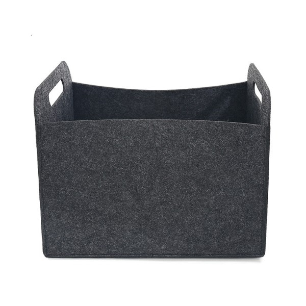 Korg med fyrkantig filt i gummi med 2 handtag - Hopfällbar förvaringsväska för ved, vedhållare - 24 x 32 x 24 cm (grå) CDQ