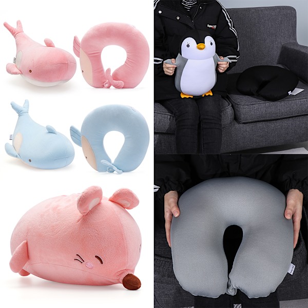 Plush Kuddar U-formad Resekudde BLÅVAL Blue whale