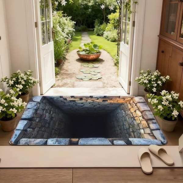 3D Optisk Illusjonsteppe, Polyester, Sklisikkert Og Vaskbart, For Gang, Stue, Soverom Eller Veranda, 50 x 80 cm
