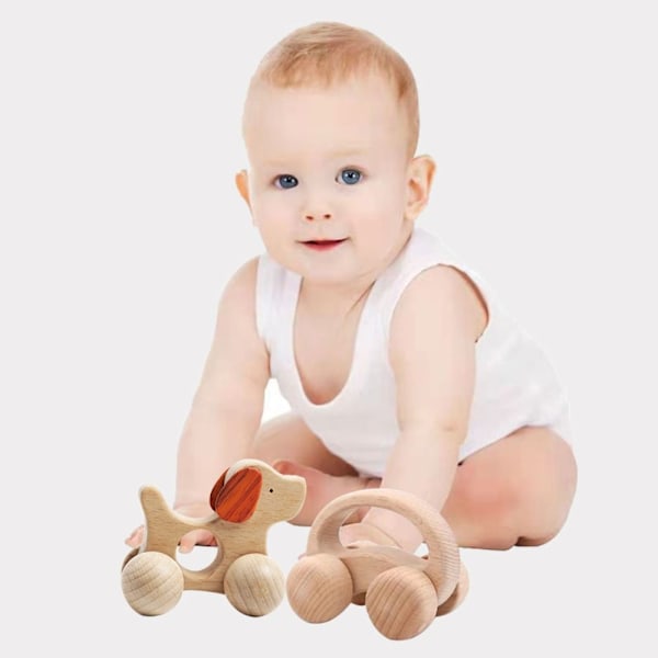 Bil Montessori Leksak Träbil 2 2 2 2