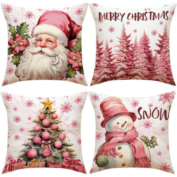 45cm jul kuddfodral tecknad jultomte snögubbe julgran A3 One Size
