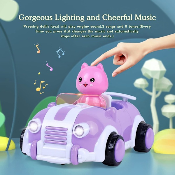 2.4G fjärrstyrd bil, mini fjärrstyrd bil för barn med ljus och musik. Söt cabriolet presentförpackning rolig press, med slumpmässiga dockor Pink