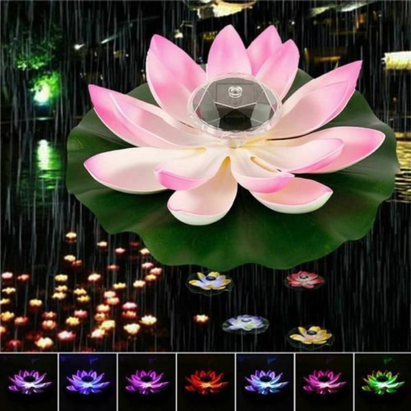 Power LED Lotus Flower Floating Pond Pool Night Light