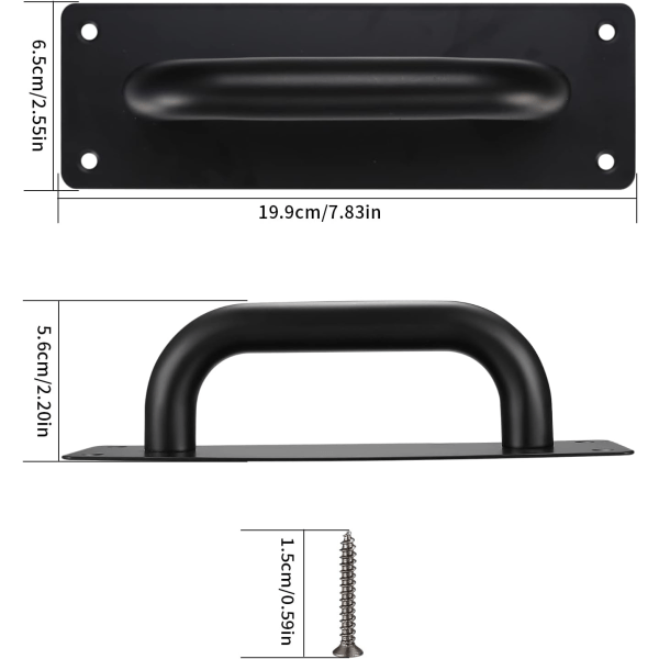 Skydedørshåndtag, trækhåndtag til skabslåge i rustfrit stål med plader til lade, trædør, udendørs have - 200x65 mm CDQ