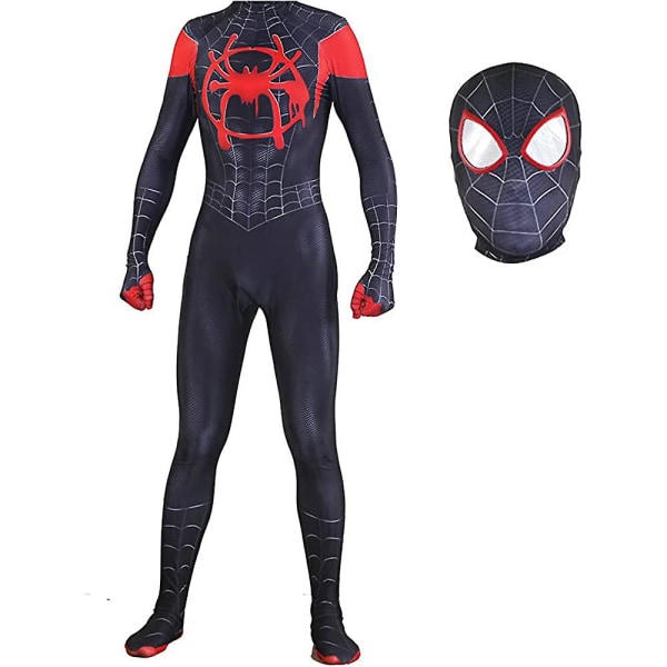 Miles Spider-man 3d Zentai helkroppsdräkt Spandex kostym Superhjälte Jumpsuit för män Halloween Cosplay Party Dress Up 170