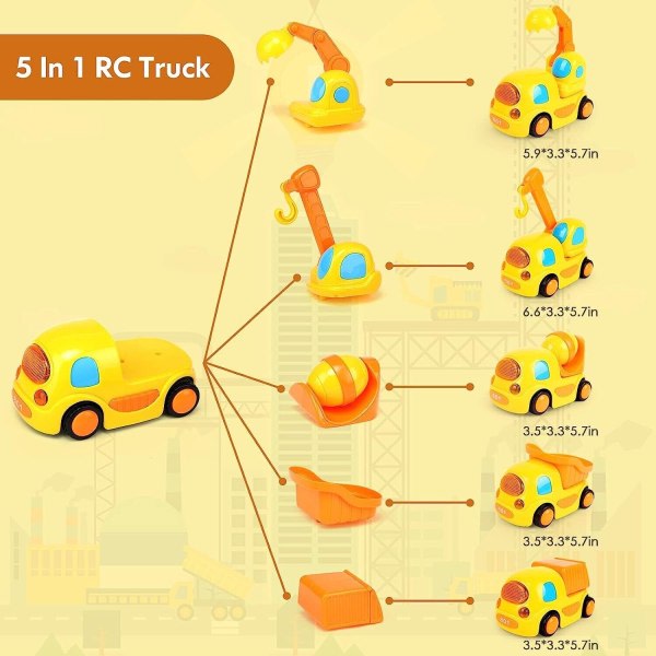 5-in-1-kauko-ohjattava piirretty auto taaperoille, jossa musiikki ja valot, 2,4 GHz:n radio-ohjattava RC-kilpa-auto, opettavaiset lelut, lahjat 3 4 1 sarja