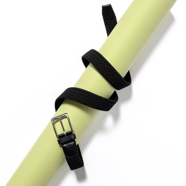 3-pakning elastisk flettet belte for menn og kvinner, elastisk vevd kanvasbelte med sølvspenne, blå grå svart, 120 cm