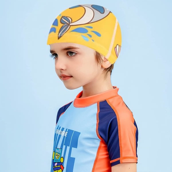 2 st Söta badmössor för barn tävling badmössor Tecknad elastisk cap i polyester Cap för pojkar Flickor 1-8 år, 7,7 X
