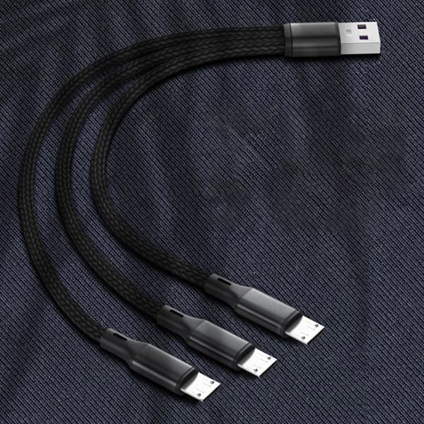 USB Laddningskabel USB2.0 Hane till 3 Micro USB Hane Adapter Sladd Ström - Perfekt Svart_tfrf Black