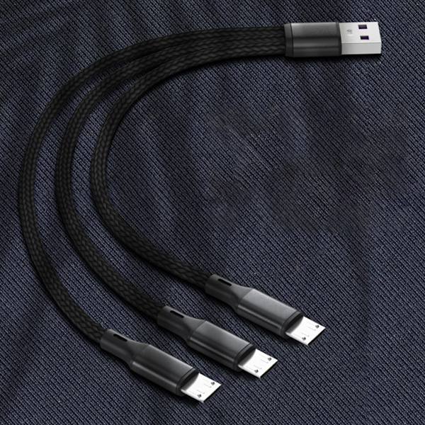 USB Ladekabel USB2.0 Han til 3 Micro USB Han Adapter Ledning Strøm - Perfet Black_tfrf Black