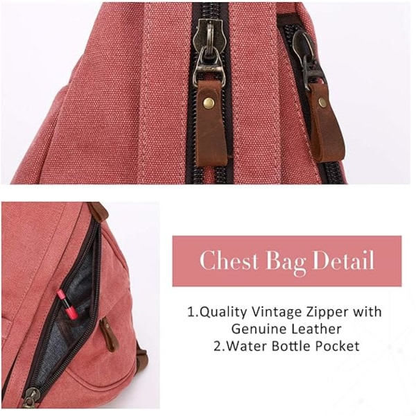 Canvas Sling Bag - Liten Crossbody ryggsäck Axelväska Casual Daypack ryggsäck för män kvinnor
