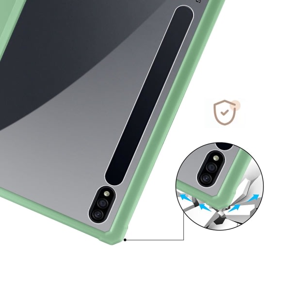 For Samsung Galaxy Tab S7 Sm-t870 Sm-t875 Sm-t876b Tri-fold stativ Veske Auto Sleep / Wake Clear Akryl Back Tablet Cover Shell Matcha Green