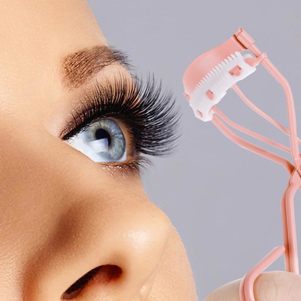 Ögonfransböjare med inbyggd kam, separerad ögonfransböjare Premium Carbon Steel Lash Curler Makeup Tool för kvinnor, flickor