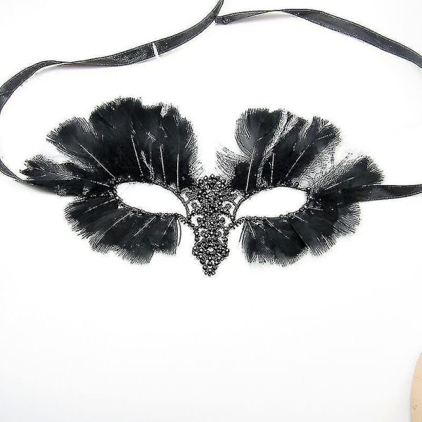 Cosplay Witch Lace Black Feather Mask For Women Høy kvalitet zdq