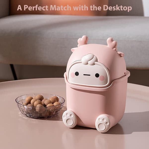 Waste Bin - Countertop Bin - Trash Can - with - Lid - Tabletop Waste Bin - Small - Mini Waste Bin - Countertop - Desk - Bathroom