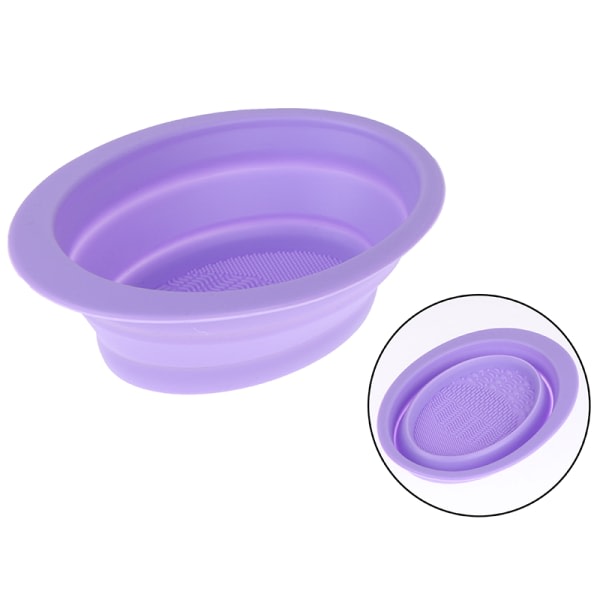 Silikon sminkborste Vikbar rengöringsskål Kosmetisk skrubbning Purple