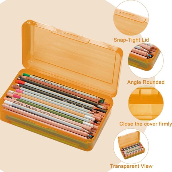 Färgat pennfodral i plast, stor kapacitet, transparent orange_tfrf