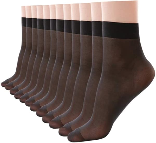 10-pack dam nylonstrumpor, ankelhöga, transparenta