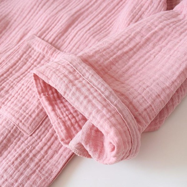 2023 Japansk Kimono Set 100% Bomull Pyjamas Tvådelad Par Yukata Lös Dam Träningsdräkt Ångbastu Hemset Grön Green M