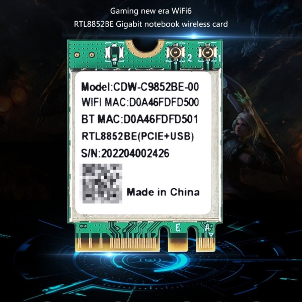 Wifi 6 Realtek RTL8852BE netværkskort 1800Mbps BT 5.0 Dual Band trådløs Wi-Fi-adapter 802.11ac/ax 2,4G/5Ghz MU-MIMO szq