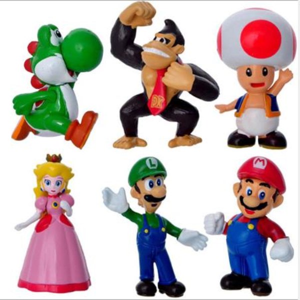 6 Pack Super Mario Figurer julklappar zdq