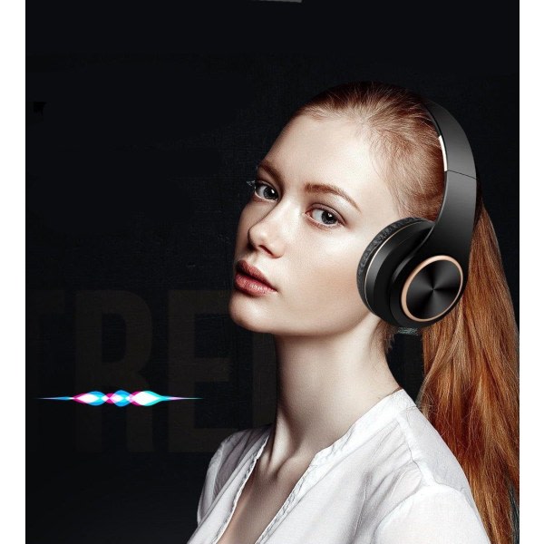Bluetooth hörlurar över örat, svarta, för iPhone/ipad/Android/Laptops